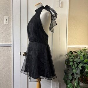 Lovers & Friends Heartbreaker Elegant Black Dress with Bow Detail